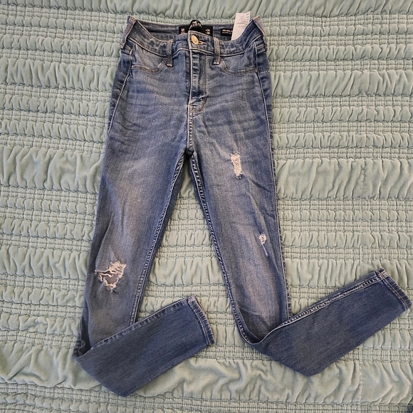 Hollister High Rise Advanced Stretch Legging Medium Wash Size 0/R, 24/28 - EUC - Picture 2 of 7